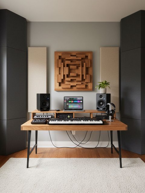 A Home Studio with bass traps in the corners