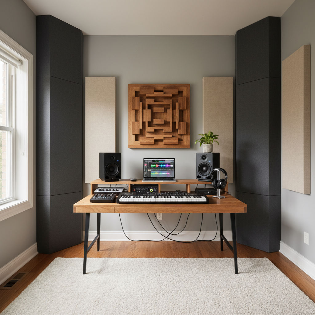 A Home Studio with bass traps in the corners
